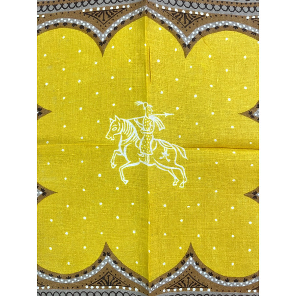Tammis Keefe Handkerchief Horseman Gold Persian Warrior Dots Vintage Hankie READ - Picture 3 of 9